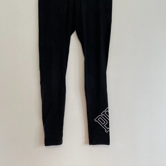 VS PINK VICTORIA'S SECRET PINK Yoga Black Colorblock Waistband Spellout Leggings - Picture 4 of 10